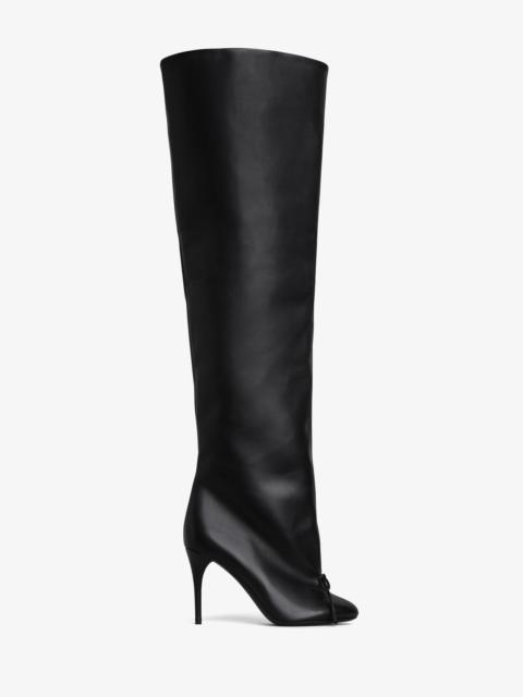Alaïa DECOLLETE OVER-THE-KNEE BOOTS IN CALFSKIN