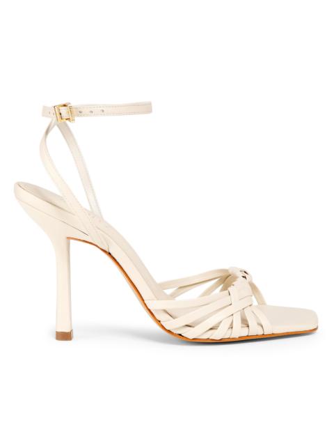 SCHUTZ Women's Tara 110MM Crisscross Leather Stiletto Sandals - Sugar White