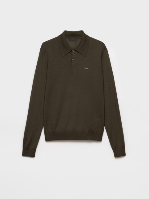 Prada Long-sleeved superfine wool polo sweater