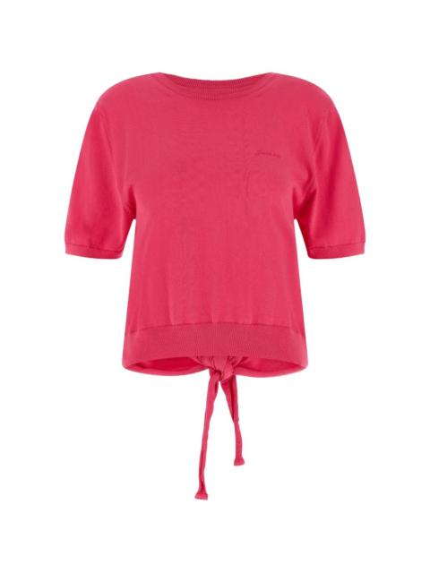 GANNI embroidered-logo back-ribbon T-shirt