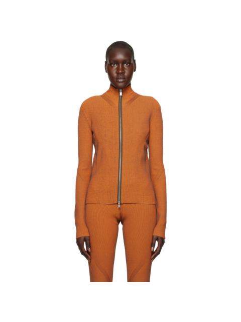 Dion Lee Orange Angled Zip-Up Sweater