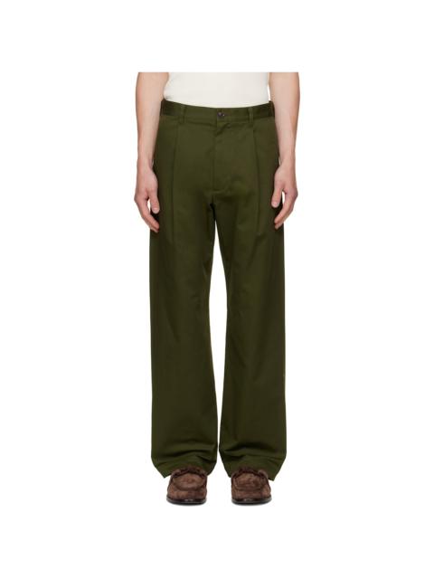 vowels Green Pleated Trousers