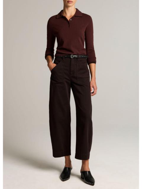 Vince Washed Cotton Twill Mid-Rise Utility Pant