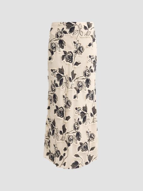 LELA ROSE Women's Sophie Floral Burnout Chiffon Maxi Skirt - Cream
