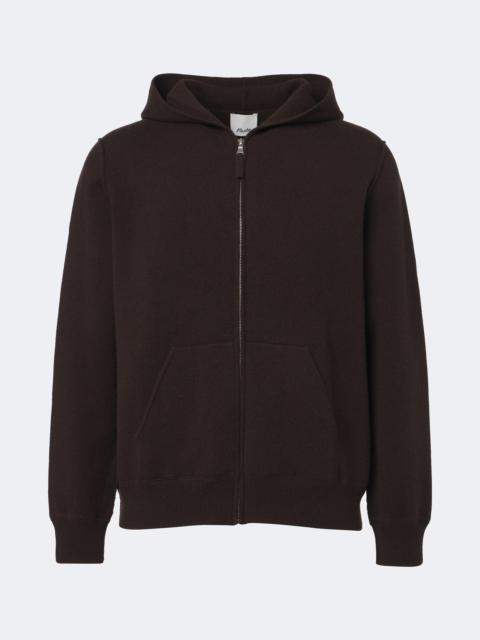 Allude Knitted wool and cashmere zip-up hoodie