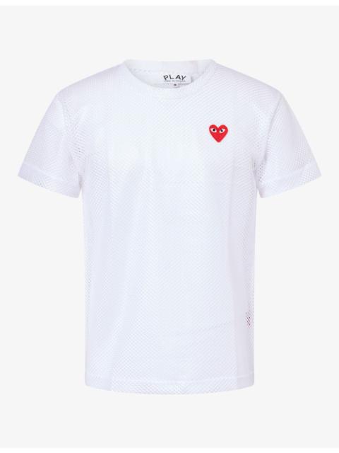 Comme des Garçons PLAY Heart Motif-logo Textured Mesh T-Shirt