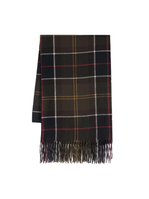 Barbour check-pattern fringed scarf