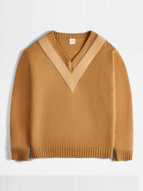 Tod's PULLOVER IN WOOL - BROWN