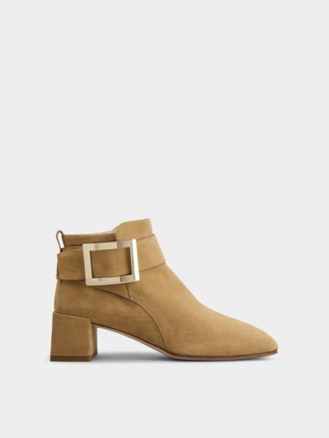 Roger Vivier So Vivier Metal Buckle Ankle Boots in Suede