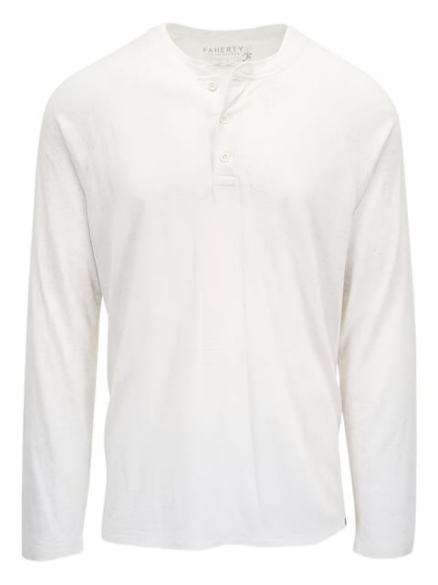 FAHERTY buttoned long-sleeve Henley T-shirt