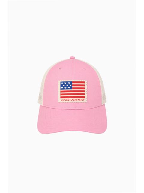 LoveShackFancy Lauren Devaux American Flag Trucker Hat