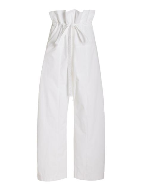 MATTEAU Drawstring Cotton Fisherman Pants white