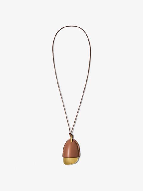 MICHAEL KORS COLLECTION Brushed Brass and Leather Wrapped Pendant Necklace
