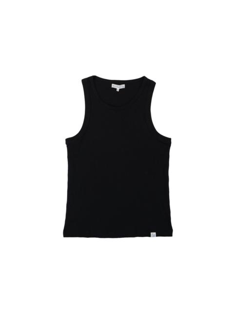 Merz b. Schwanen RIBTANK01 Iconic Ribbed Cotton Tank Top Deep Black