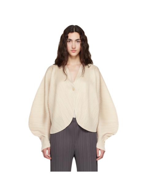 Pleats Please Issey Miyake Beige Coast Cardigan