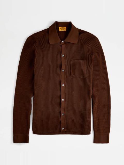 Tod's SHIRT IN KNIT - BROWN