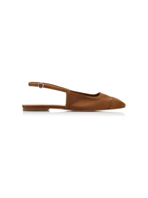 Aeyde Geraldine Suede-Trimmed Satin Slingback Flats brown