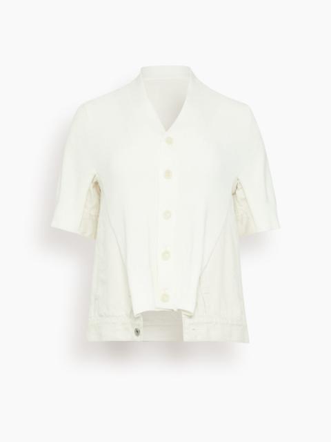 sacai Denim x Knit Cardigan in Off White
