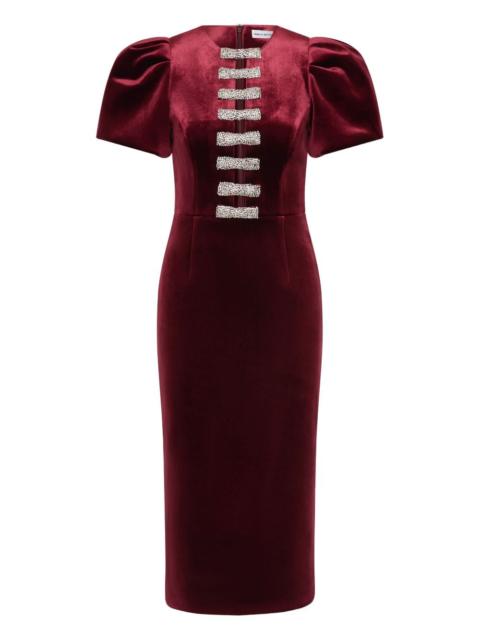 REBECCA VALLANCE Edwiena puff-sleeve embellished midi dress