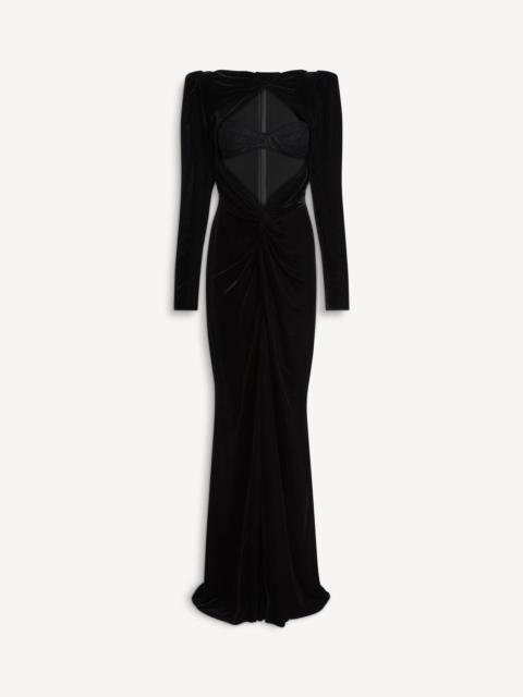 Balmain Long velvet and lace dress