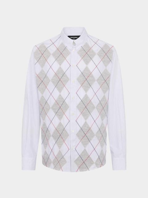 DSQUARED2 ARGYLE DROPPED SHOULDER SHIRT