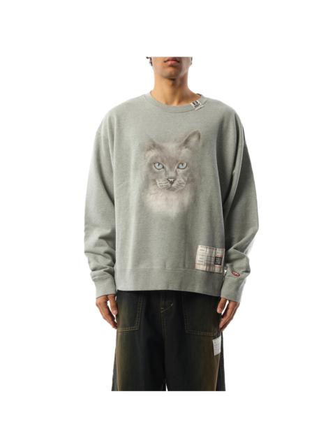 Cat Printed Pullover in Gray