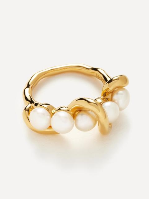 MISSOMA 18ct Gold-Plated Vermeil Silver Molten Pearl Twisted Ring
