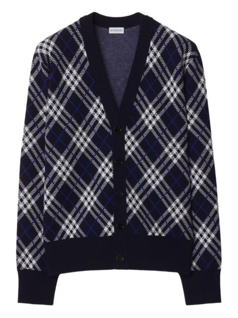check-pattern cardigan