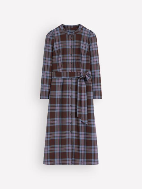 BODEN Louise Check Midi Shirt Dress-Brown, Blue and Pink Check
