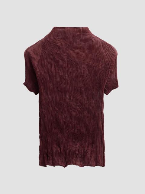 ISSEY MIYAKE Women's Chiffon Twist Rib-Knit Top - Burgundy