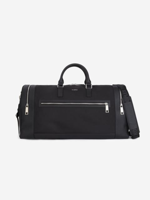 The Kooples BLACK LEATHER AND CANVAS WEEKEND BAG