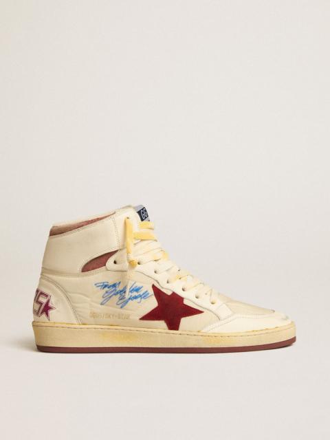 Sky-Star in beige nylon and nappa with pomegranate suede star