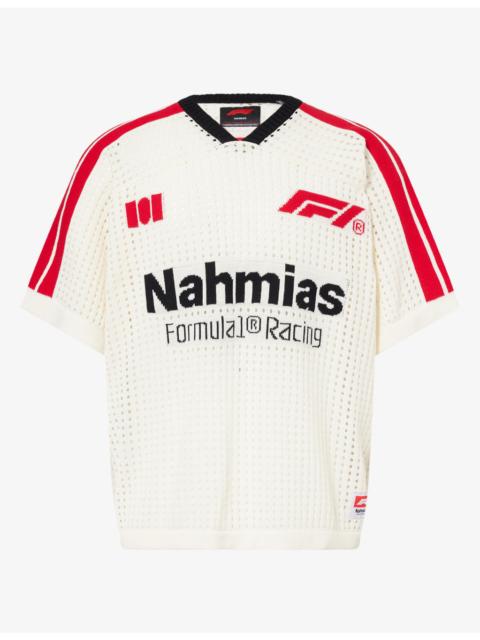 NAHMIAS F1 Striped-Sleeve Cotton-Jersey Top
