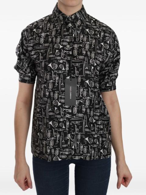 Dolce & Gabbana musical instrument-print silk shirt