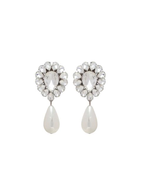 crystal-embellished pearl earrings