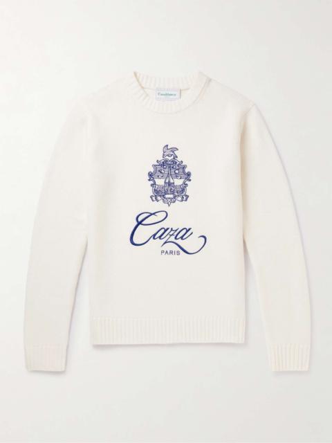 Logo-Embroidered Merino Wool and Cashmere-Blend Sweater