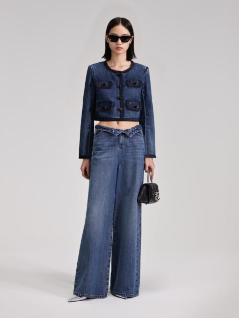 self-portrait Wide Leg Denim Jeans