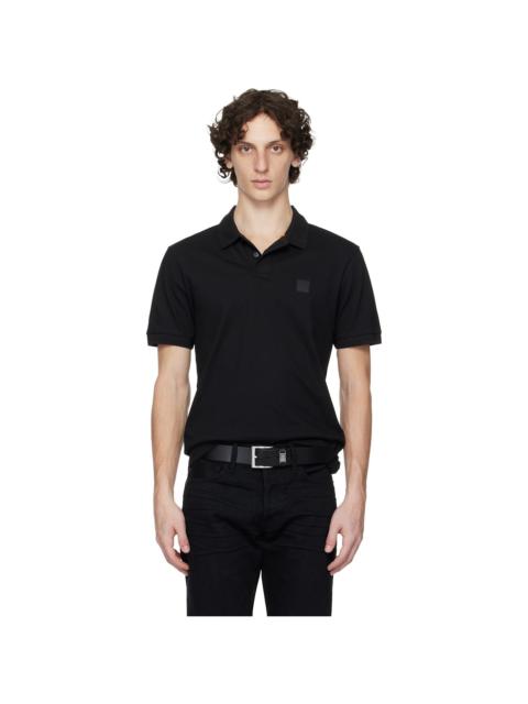 Black Slim-Fit Stretch-Cotton Logo Patch Polo