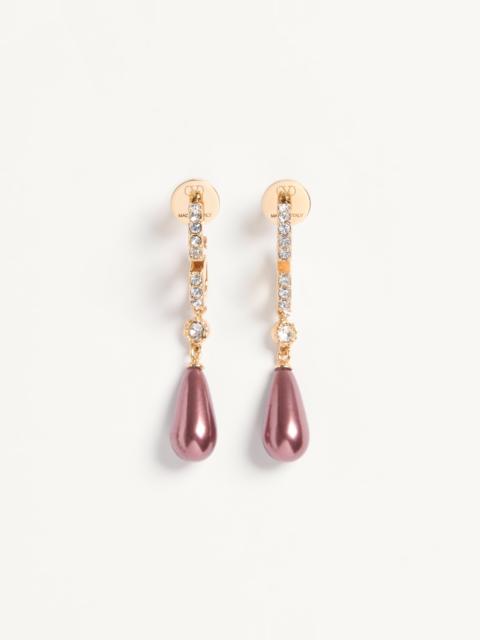 Valentino VLOGO SIGNATURE METAL EARRINGS WITH SWAROVSKI® CRYSTALS AND GLASS DROPS