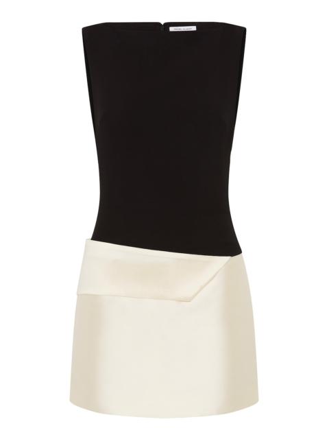 RACHEL GILBERT Rikki Foldover Stretch-Crepe Mini Dress black/white