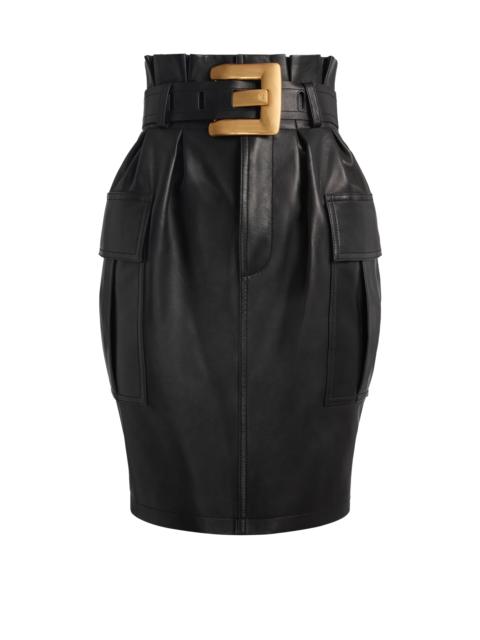 Balmain Belted lambskin skirt
