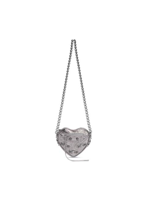 Women's Le Cagole Heart Mini Bag Metallized  in Silver