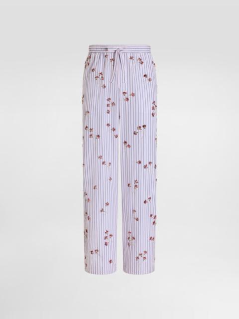 Dolce & Gabbana Cotton-silk vanity trousers with embroidery