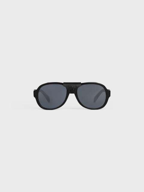 CELINE Black Frame 57 Sunglasses in Acetate with Leather