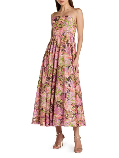 MAC DUGGAL Women's Floral Sequined A-Line Midi-Dress - Orchid Multi