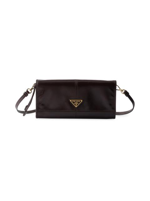 Prada Women's Leather Wallet with Shoulder Strap - Brown
