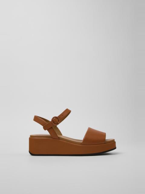 CAMPER Misia Brown Leather Sandals for Women.