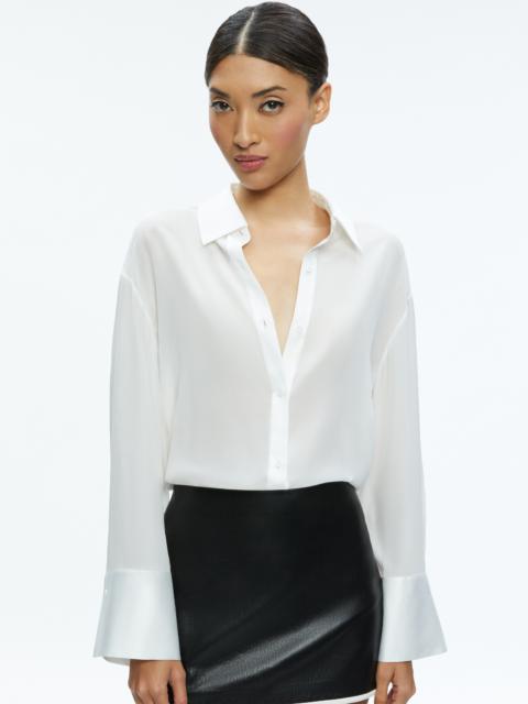 Alice + Olivia FINELY OPEN BACK BUTTON DOWN