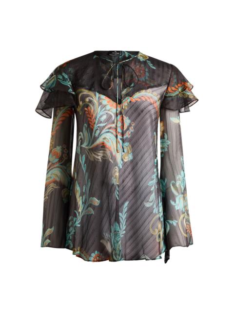 Etro Ruffled Silk Top multi