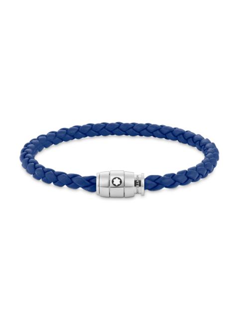 Montblanc Men's Braided Leather Logo Bracelet - Blue